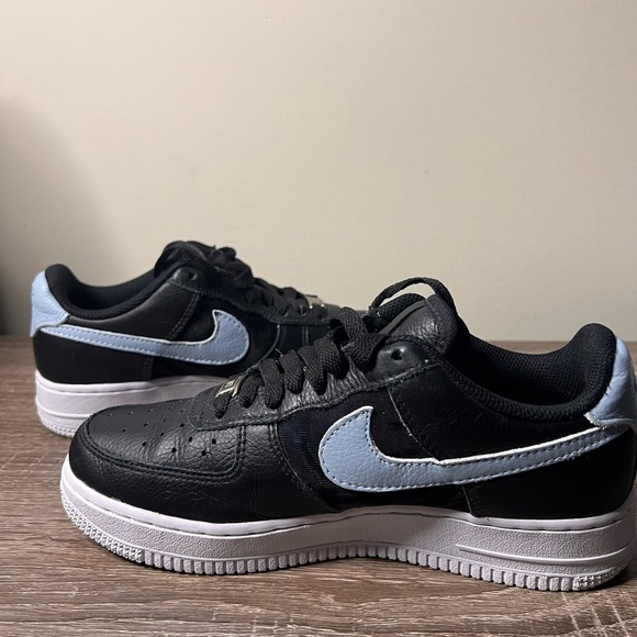 Nike Air Force 1 FM Customized Black Light Blue and White Sneakers Very Clean - Picture 10 of 15
